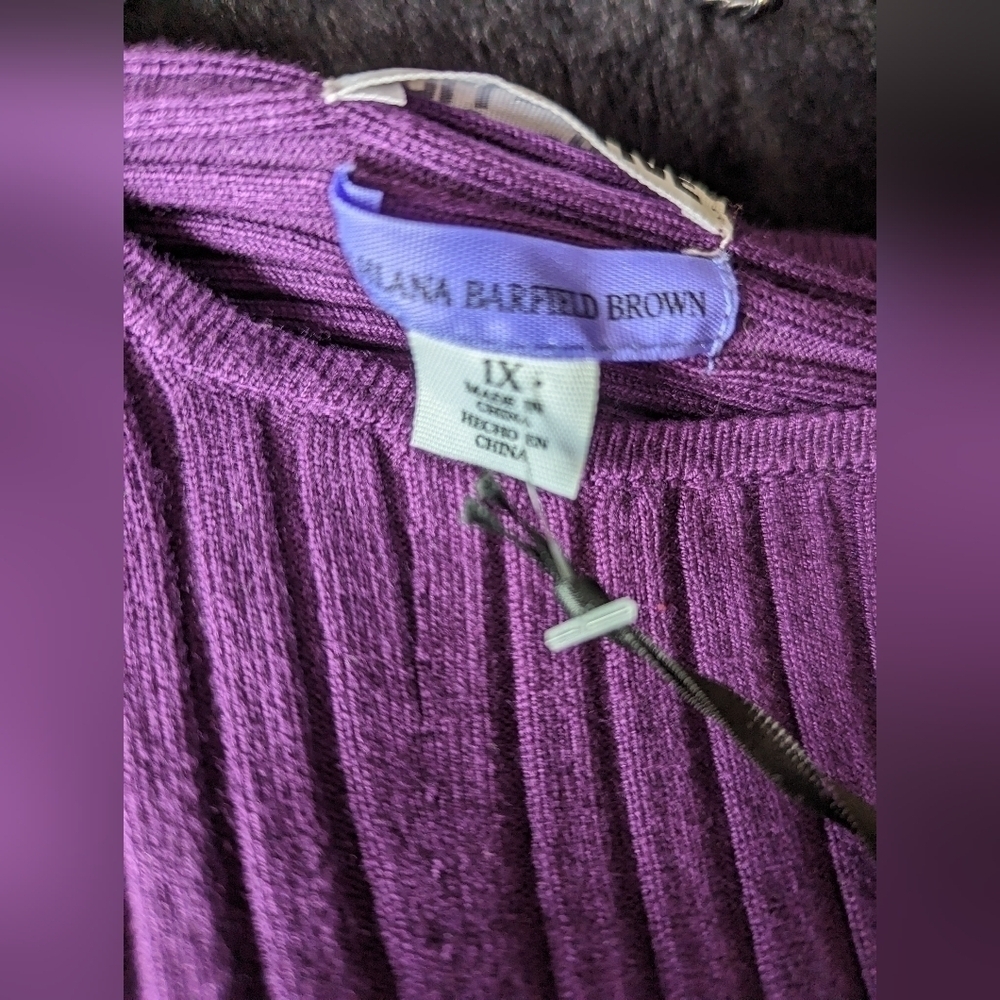 NWT Future Collective Purple Ribbed Twist Back Sweater 1X - Picture 2 of 3
